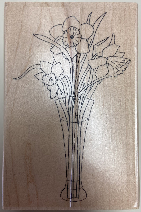 IO DAFFODILS WOOD STAMP