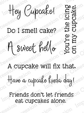 IO CLEAR CUPCAKE SAYINGS STAMP SET