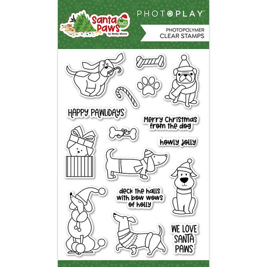 PHOTOPLAY CLEAR SANTA PAWS DOGS STAMP SET