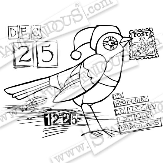 STA CLING DEC 25 BIRD STAMP