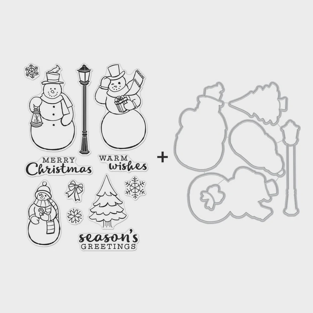 H A MERRY SNOWMAN STAMP AND DIE BUNDLE