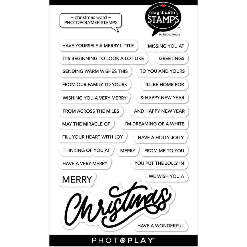 PHOTOPLAY CLEAR CHRISTMAS WORD STAMP SET