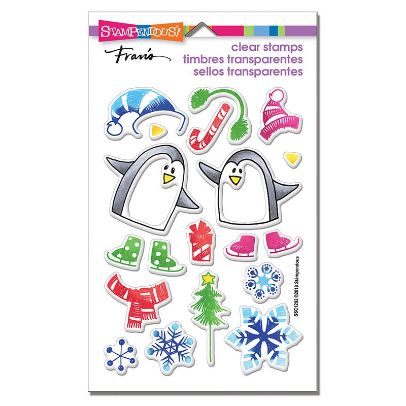 STA CLEAR SKATING PENGUINS STAMP SET