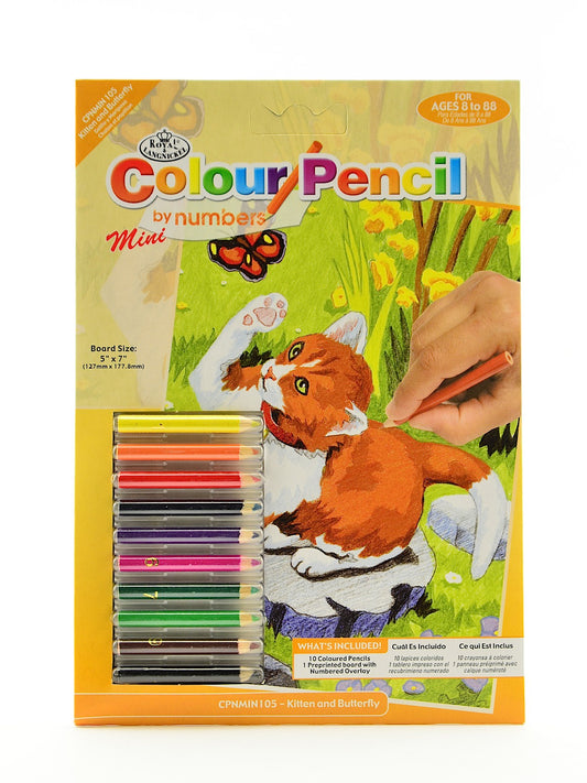 COLOR PENCIL BY NUMBER KITTEN & BUTTERFLY