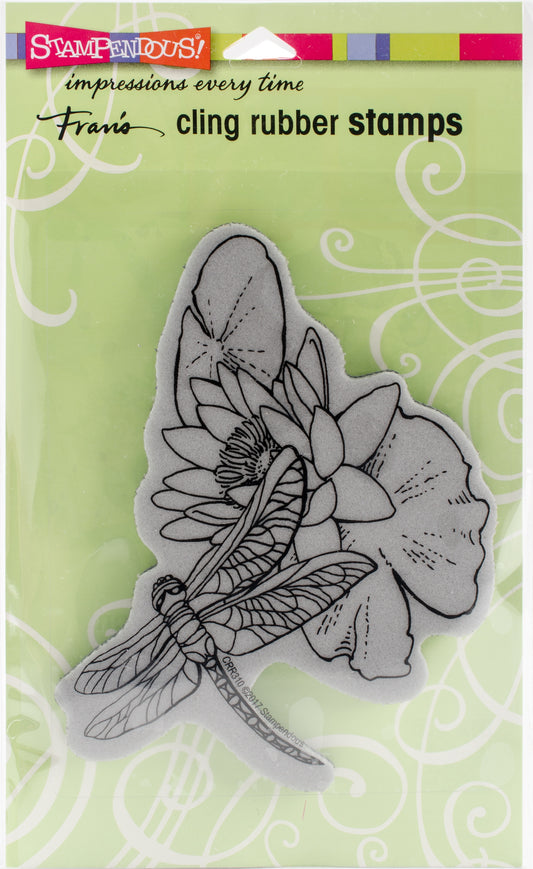 STA CLING DRAGONFLY LILY STAMP