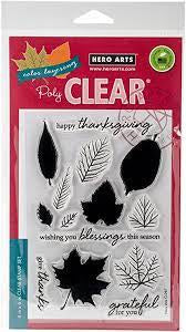 H A CLEAR GRATEFUL LEAVES LAYERING STAMP SET