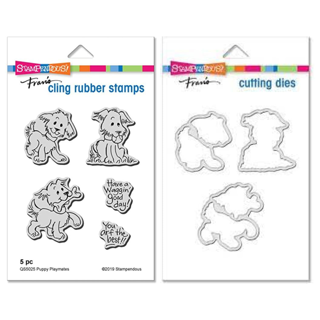 STA PUPPY PLAYMATES CLING STAMP AND DIE SET