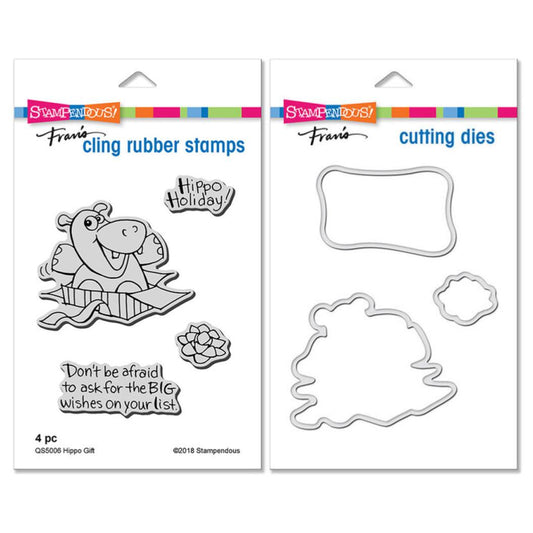 STA HIPPO GIFT CLING STAMP AND DIE SET