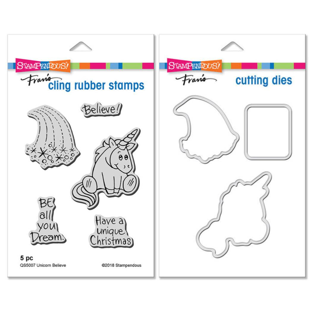 STA UNICORN BELIEVE CLING STAMP AND DIE SET