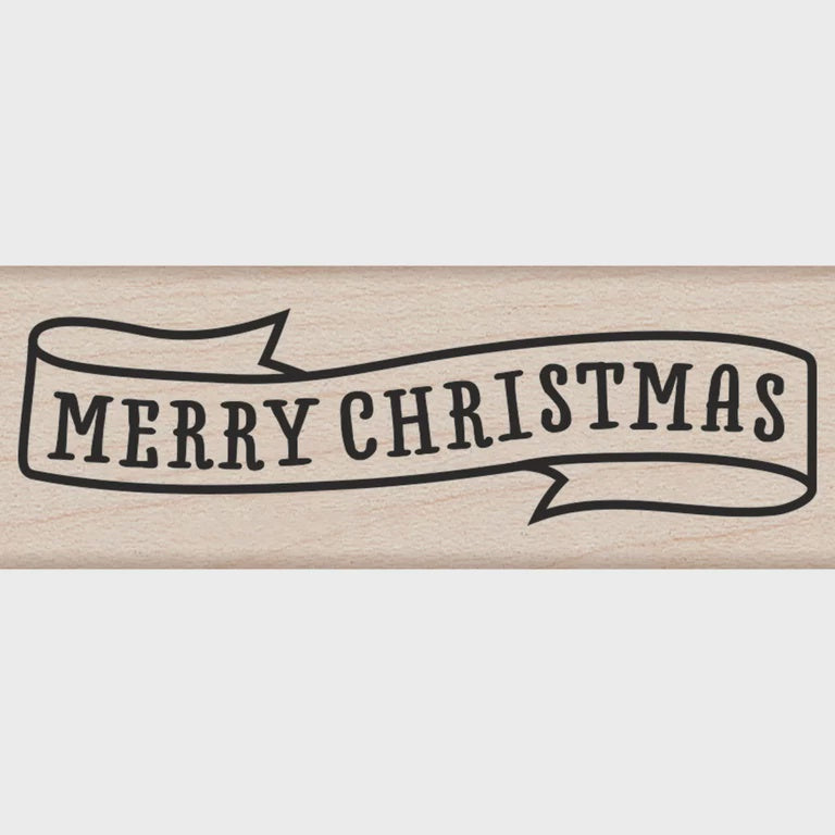 H A MERRY CHRISTMAS BANNER WOOD STAMP