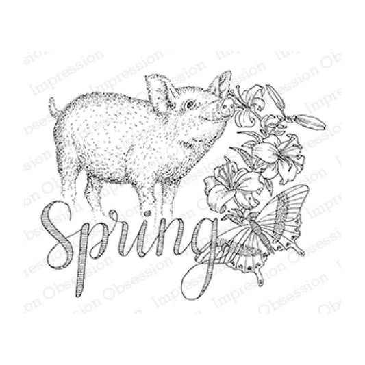 IO SPRING PIG WOOD STAMP