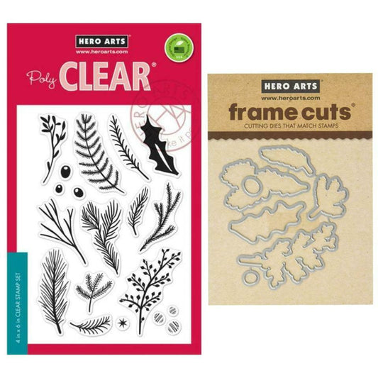 H A HOLIDAY PINE BRANCHES STAMPS AND DIES