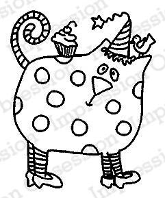IO PARTY KITTY WOOD STAMP