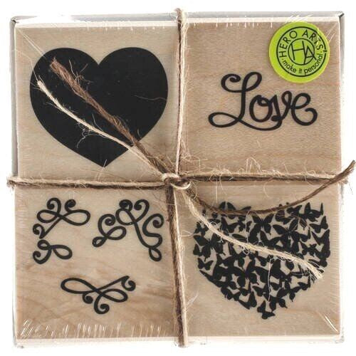 H A LOVE HEART COLOR LAYERING WOOD STAMP SET WOOD